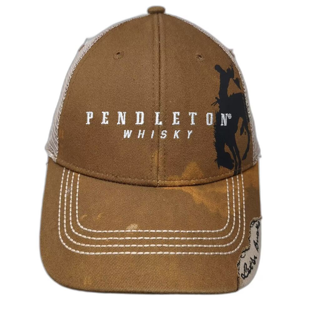 Pendleton Whisky Brown Trucker Hat One Size Let'er Buck Bucking Horse Adjustable